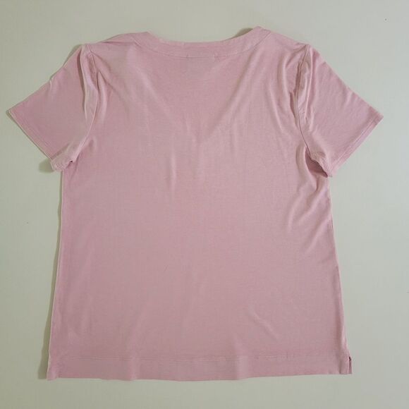 J. Jill Wearever Champagne Pink V-Neck Short Sleeve Top - Picture 11 of 14